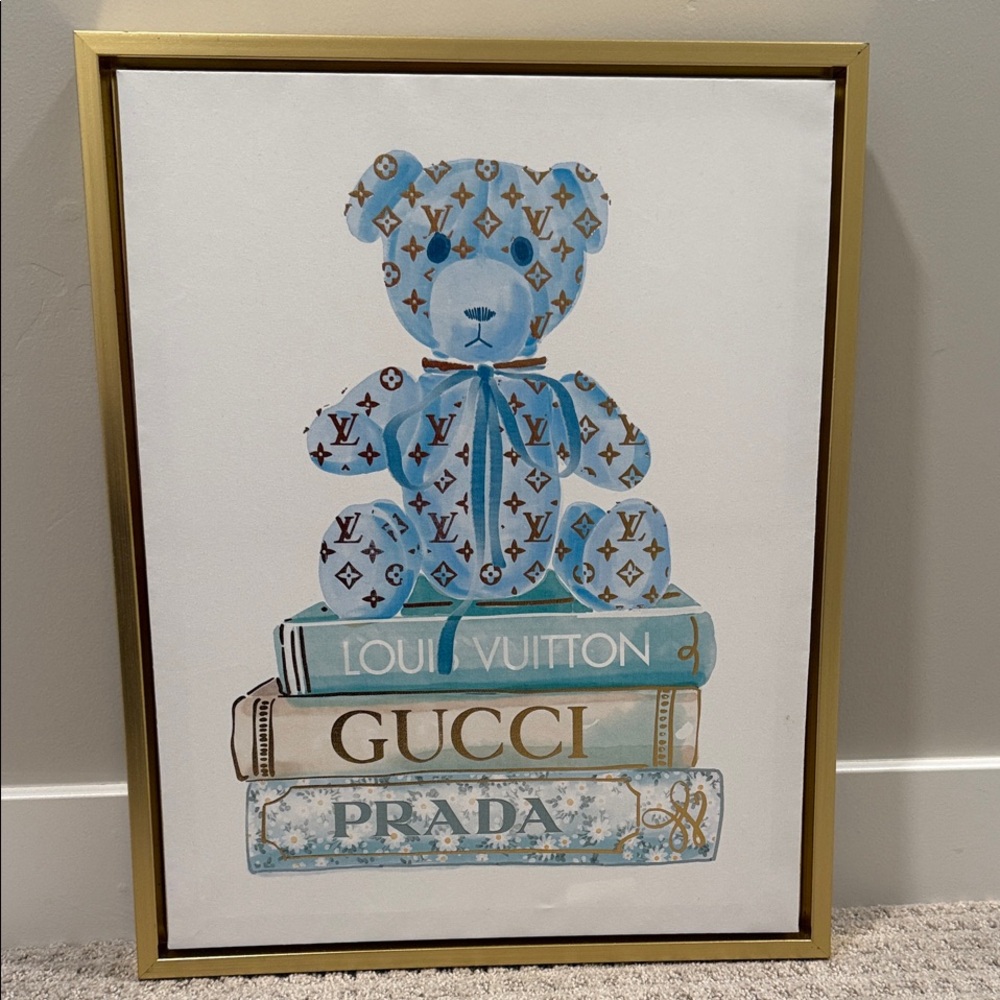 💋Designer Bear Art‎ Print with Gold Frame